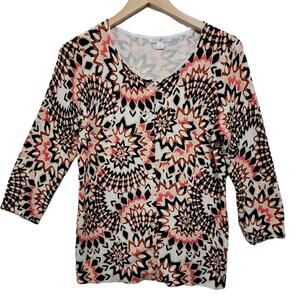 Roz & Ali Womens 3/4 Sleeve Button Front Sweater Cardigan Size Medium